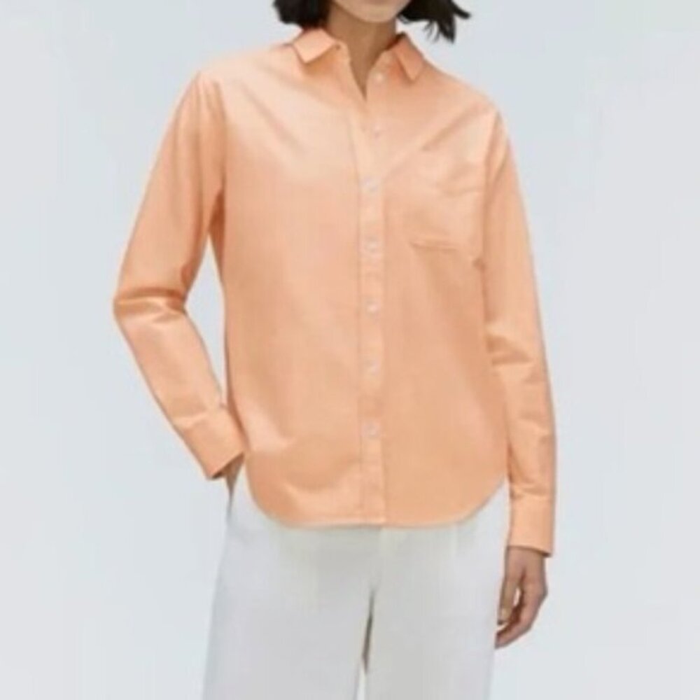 Everlane The Relaxed Oxford Organic Cotton Button Down Shirt Apricot Orange 0